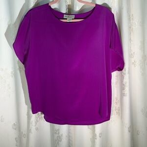 Alice + Olivia Vivid Magenta Short Sleeve Blouse